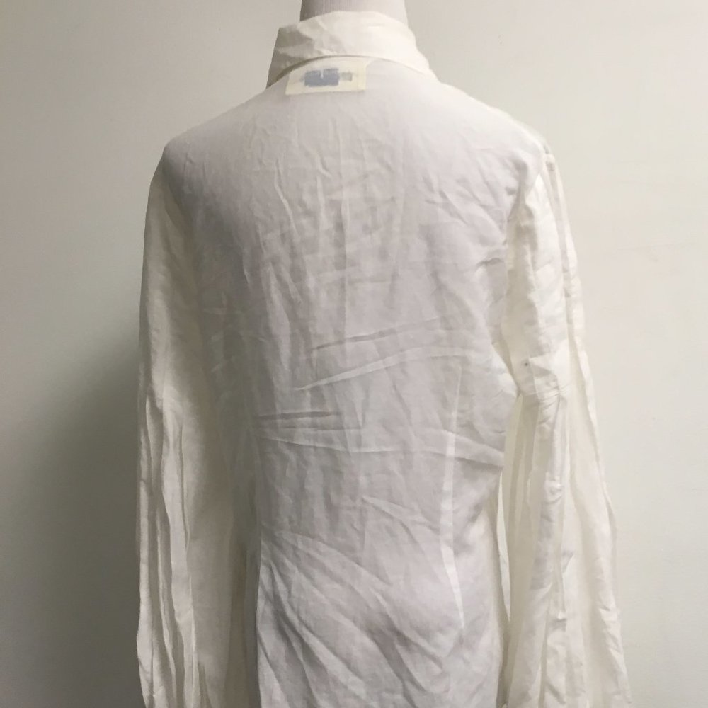 Trelise Cooper White Sheer Gauze Cotton Shirt M L Gem